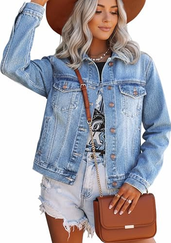 Jean Jacket Women - 100% Cotton Denim Jacket for Women in Regular Fit & Plus Sizes with Waist Adjuster - Perfect for Summer | Amazon (US)