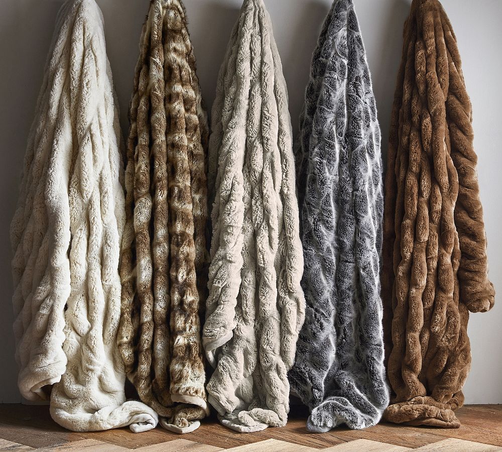 Faux Fur Ruched Throw | Pottery Barn (US)