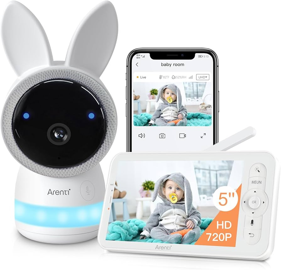 ARENTI 2K Wifi Baby Monitor with Camera,5-inch 720P Display,Night Vision,Pan Tilt Zoom,Night Ligh... | Amazon (UK)