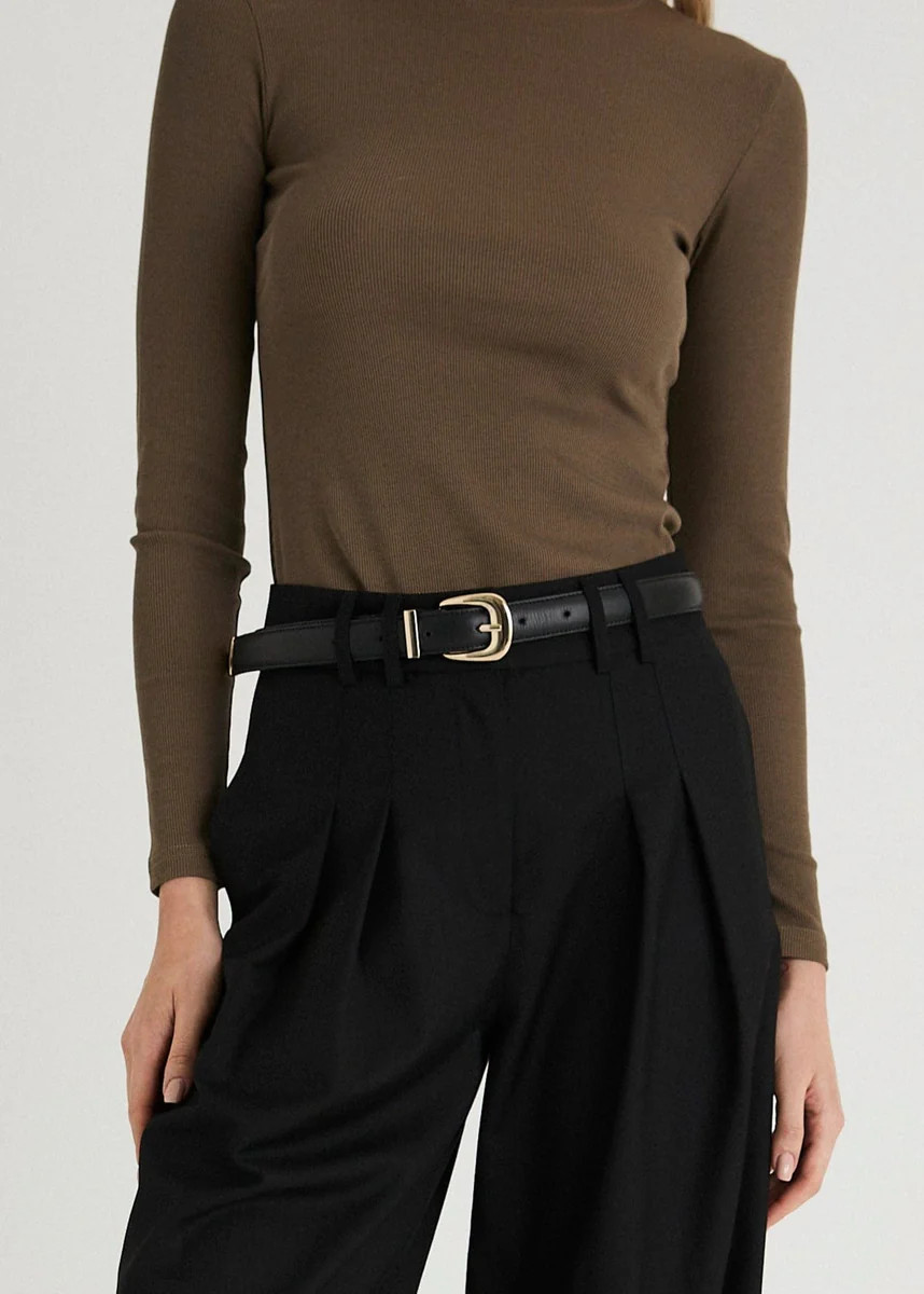 STATEMENT LEATHER BELT - BLACK / GOLD | WAT The Brand