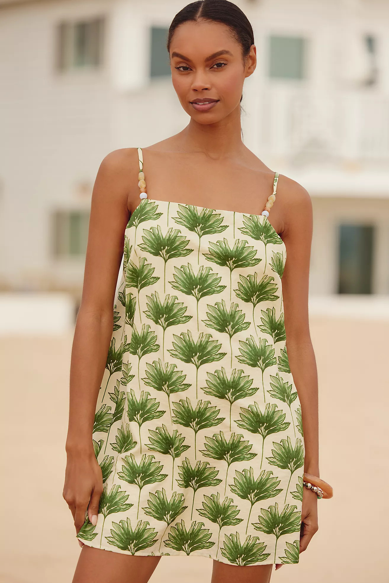 Flat White Sequin Square-Neck Mini Dress | Anthropologie (US)