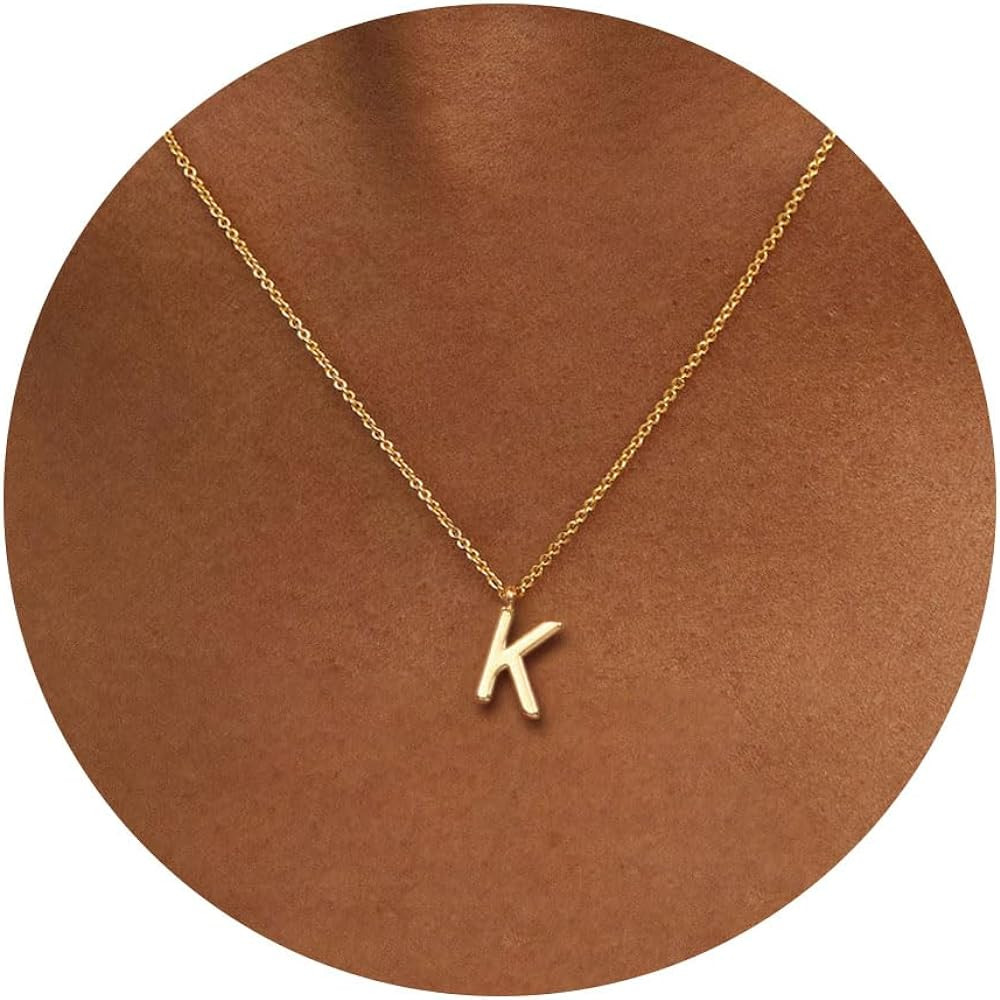 HANLI Initial Necklaces for Women - 14k Gold Plated Dainty Letter Necklace Alphabet A-Z Necklace ... | Amazon (US)
