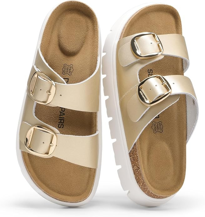 DREAM PAIRS Women's Platform Sandals Wedge Chunky Heel Slip-on Comfort Slides with Arch Support C... | Amazon (US)
