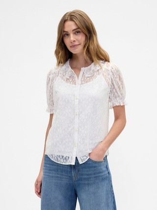 Lace Puff Sleeve Top | Gap Factory