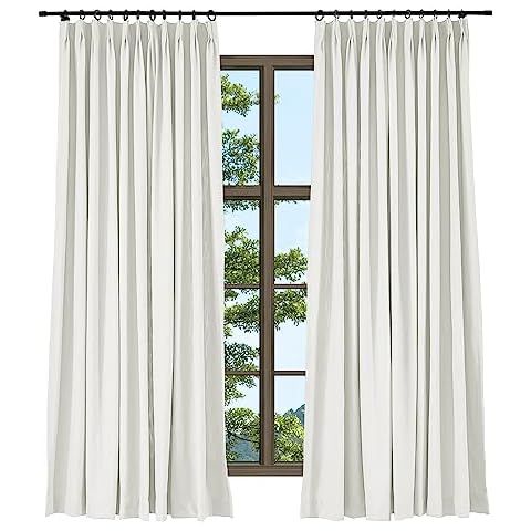TWOPAGES Double Layer Lined Pinch Pleated Curtain Warm White Linen Blend Light Filtering Room Dar... | Amazon (US)