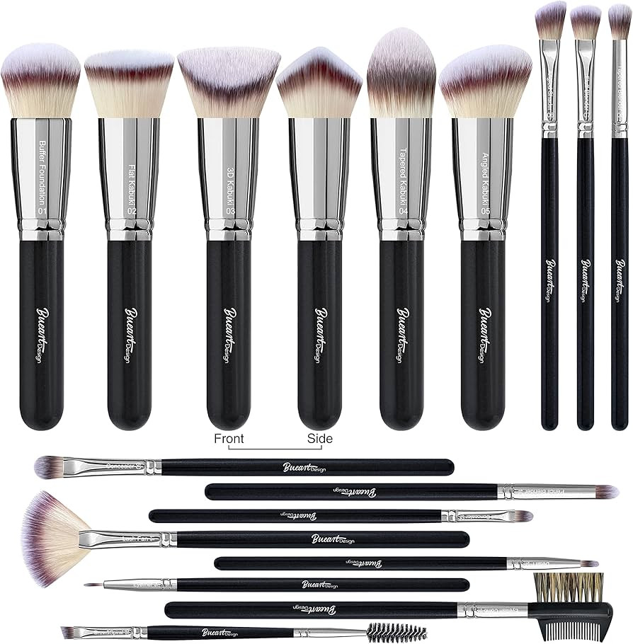 Bueart Design 16Pcs Ultra soft Dense Makeup Brushes set Professional Black makeup brush set with ... | Amazon (US)