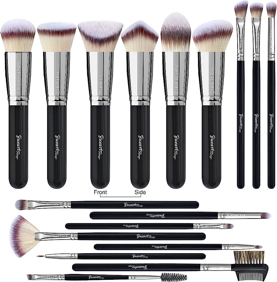 Bueart Design 16Pcs Ultra soft Dense Makeup Brushes set Professional Black makeup brush set with ... | Amazon (US)