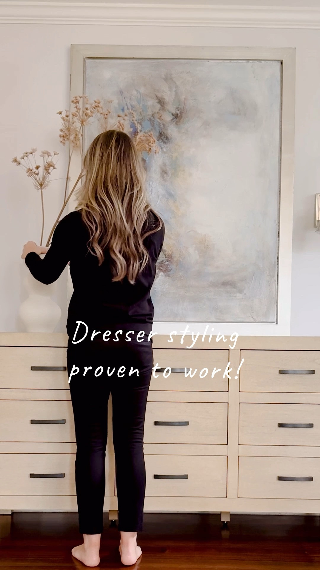 Don’t be afraid to go big with a wall art on top of your dresser, especially in a small space. Trust me, it’ll instantly make your room feel like a spacious oasis.💕

#LTKStyleTip #LTKWatchNow #LTKHome