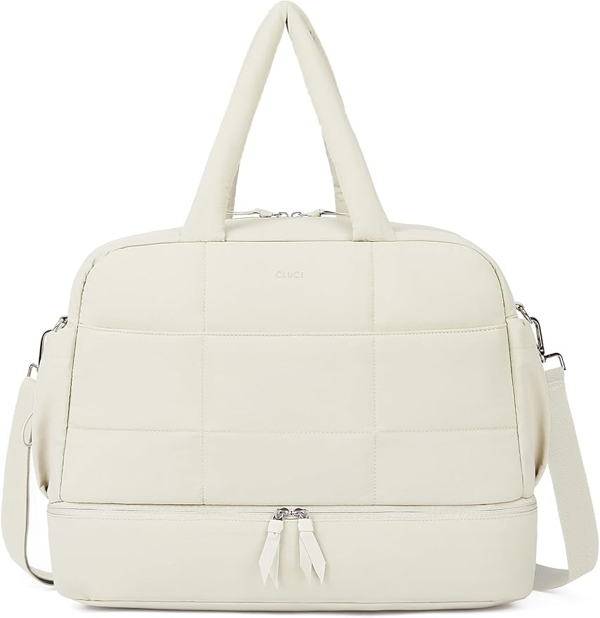 CLUCI Weekender Travel Bag for Women Puffer Tote Bag Carry On Duffle Overnight Bags with Shoe Com... | Amazon (US)