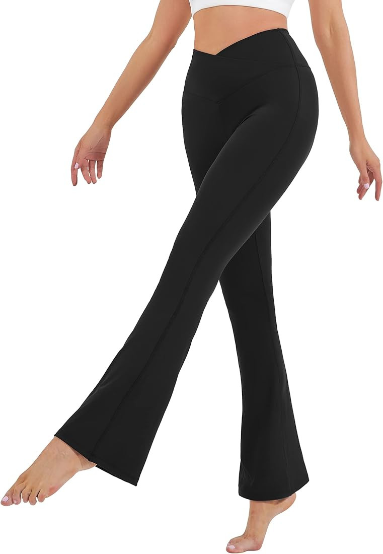 HEGALY Women's Flare Yoga Pants - Crossover Flare Leggings Buttery Soft High Waisted Workout Casu... | Amazon (US)