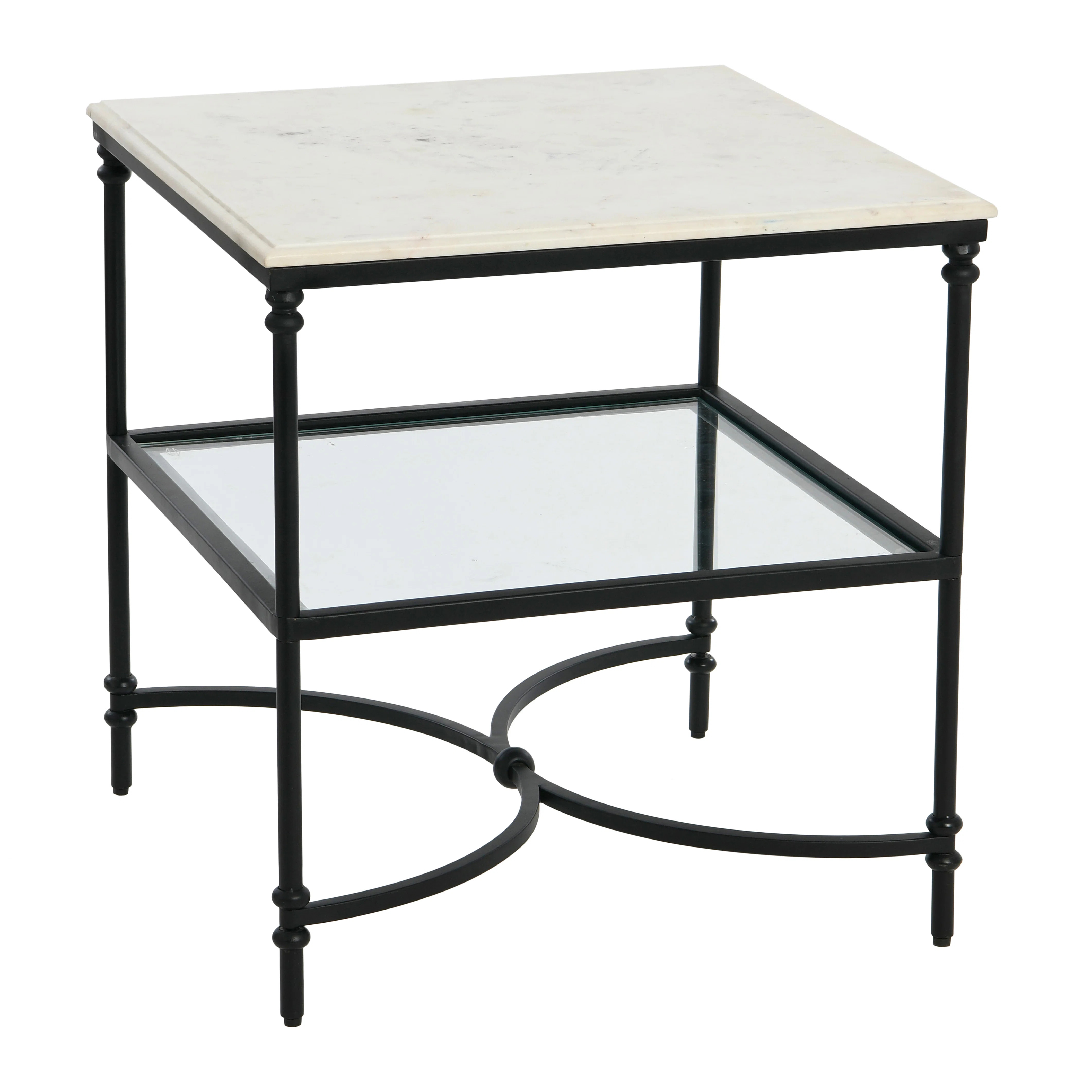 Libertine Genuine Marble and Metal End Table with Glass Storage Shelf | Wayfair North America
