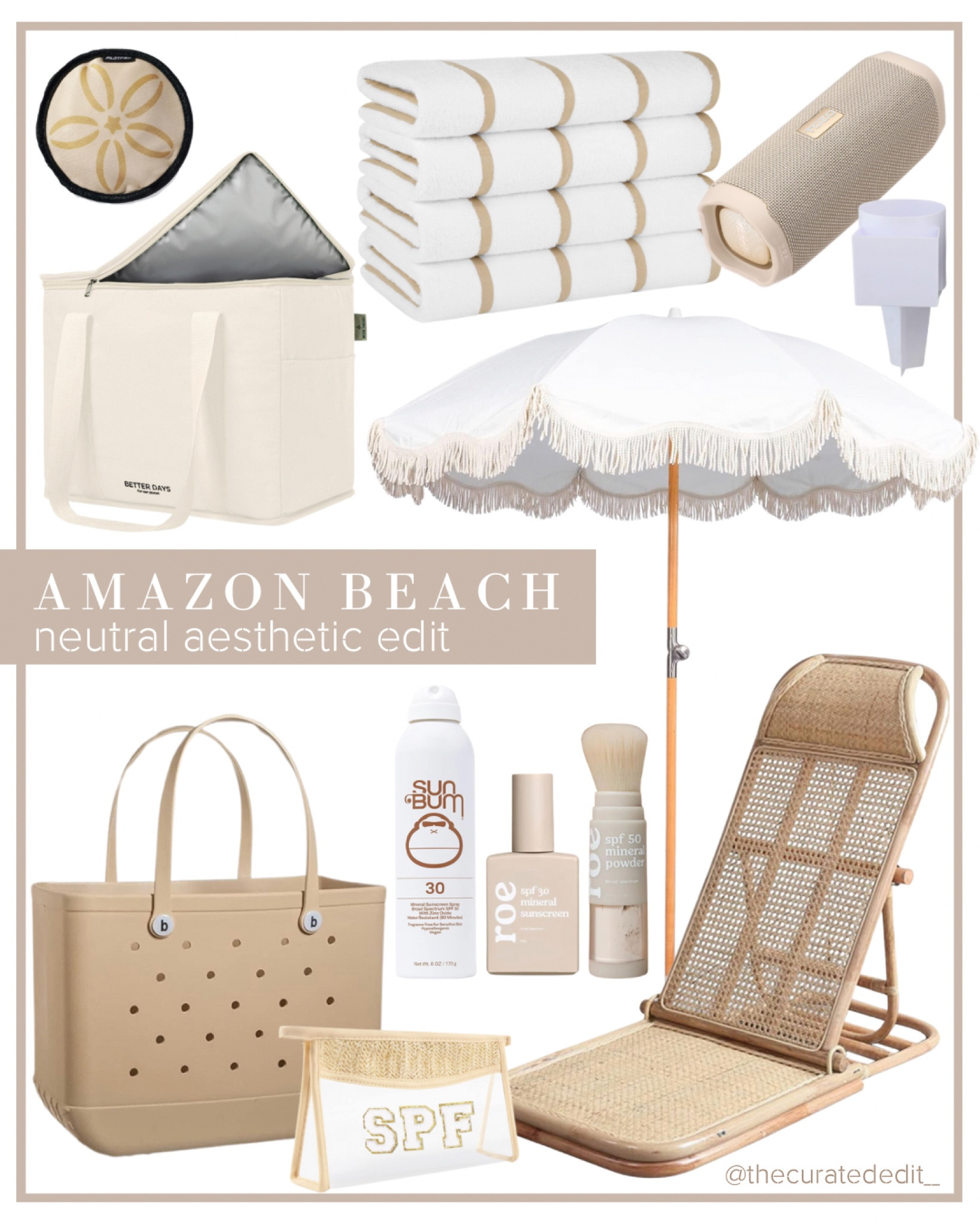 Amazon Beach Essentials Neutral Aesthetic ☀️

Beach Accessories, Beach Essentials, Amazon Beach, Pool Essentials, Summer Essentials, Spring Break, Summer, Vacation, Beach Vacation, Amazon 

#LTKfamily #LTKtravel #LTKswim
