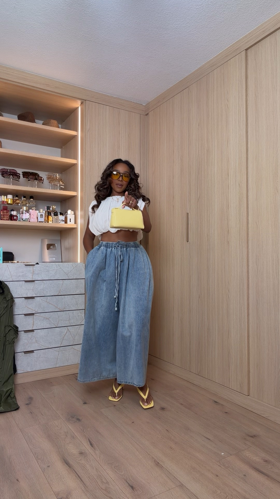 Hi Babes! 💙💛

These loose-fitting denim pants have quickly become one of my favorite summer finds! They're lightweight, comfy, and give you that effortless oversized look while still feeling so chic.

Fit Details:
• Loose fit lightweight denim pants
• Elastic drawstring waist
• Cropped white tee
• Yellow flip flops
• Yellow mini bag
• Oversized sunnies

Where to wear:
• Running errands
• Weekend brunch
• Vacation
• Airport travel
• Beach town strolls
• Casual everyday outfits

Everything is linked below!

xx, Kira | IG: KirasFashionFinds

Measurements: 5'3" | Wearing Size XS