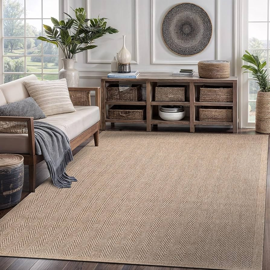CAMILSON Easy Jute Rug 5x7, Indoor Outdoor Natural Color Fiber Area Rugs for Living Room Patio an... | Amazon (US)