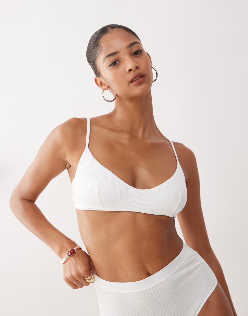 Weekday ribbed scoop bra in white | ASOS (Global)