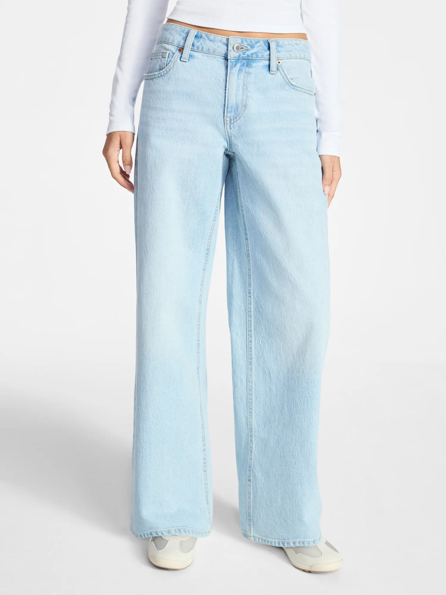 No Boundaries Mid-Rise Baggy Jeans, 31" Inseam, Women's 00-20 | Walmart (US)