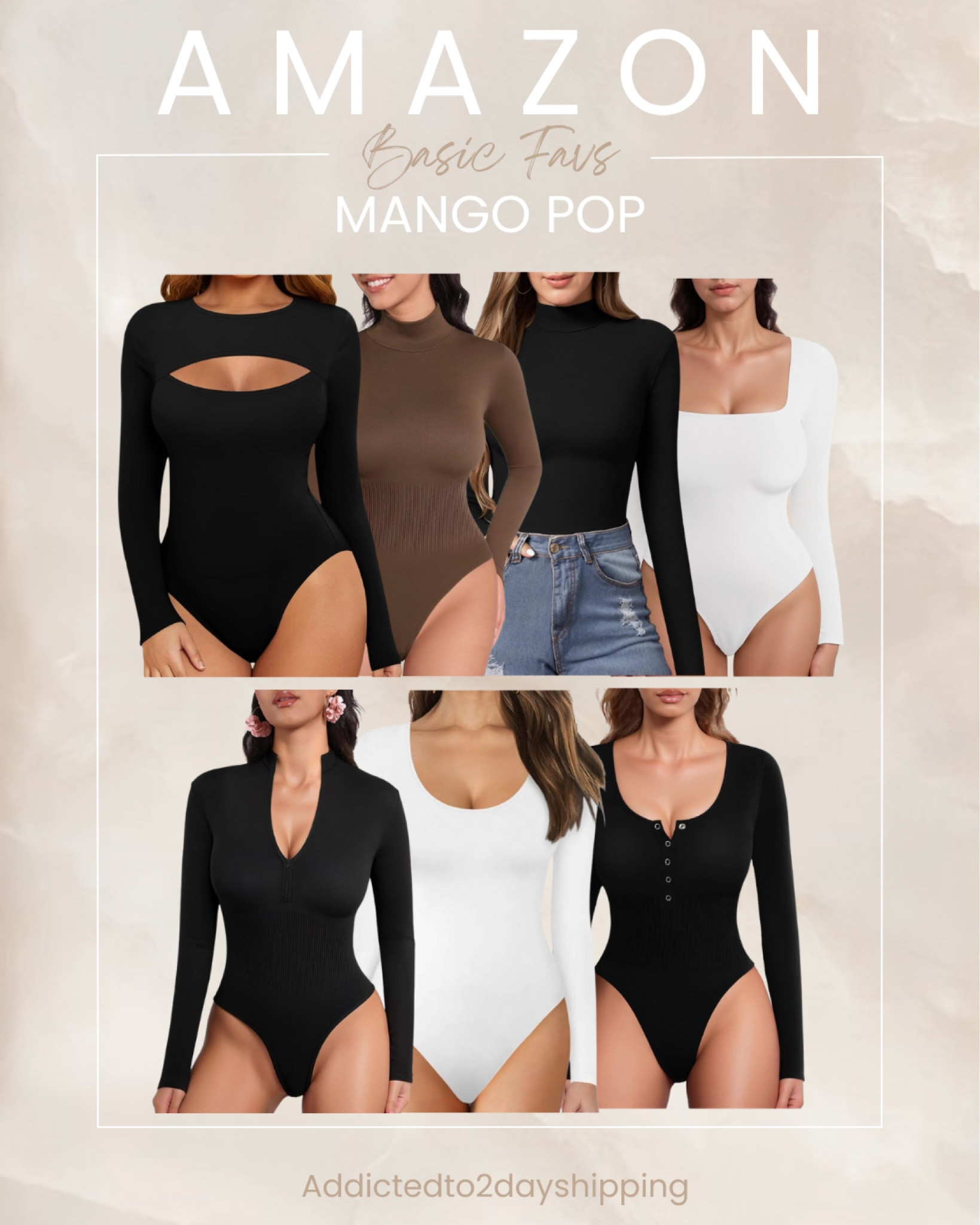 Mango Pop basic favorites from Amazon! 

Basic bodysuits, basic tops from Amazon, layering pieces, black bodysuit, brown bodysuit, and a white bodysuit  

#LTKSeasonal #LTKstyletip #LTKfindsunder50