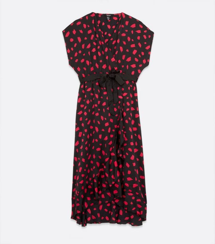 Maternity Black Spot Satin Tie Waist Midi Wrap Dress
						
						Add to Saved Items
						Remove... | New Look (UK)