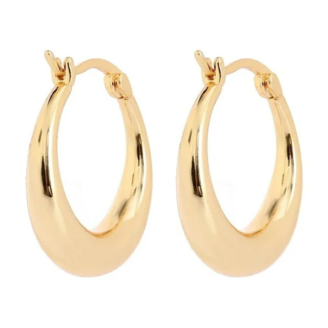 Amy and Annette 14K Gold Graduated Hoop Huggie Earring in 14K Yellow Gold Plated | Walmart (US)