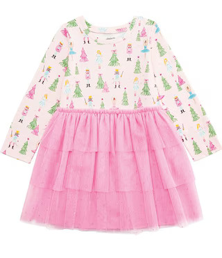 Mud Pie Baby/Little Girls Long-Sleeve Nutcracker-Printed Knit Bodice/Mesh-Tutu-Skirted Fit-And-Fl... | Dillard's