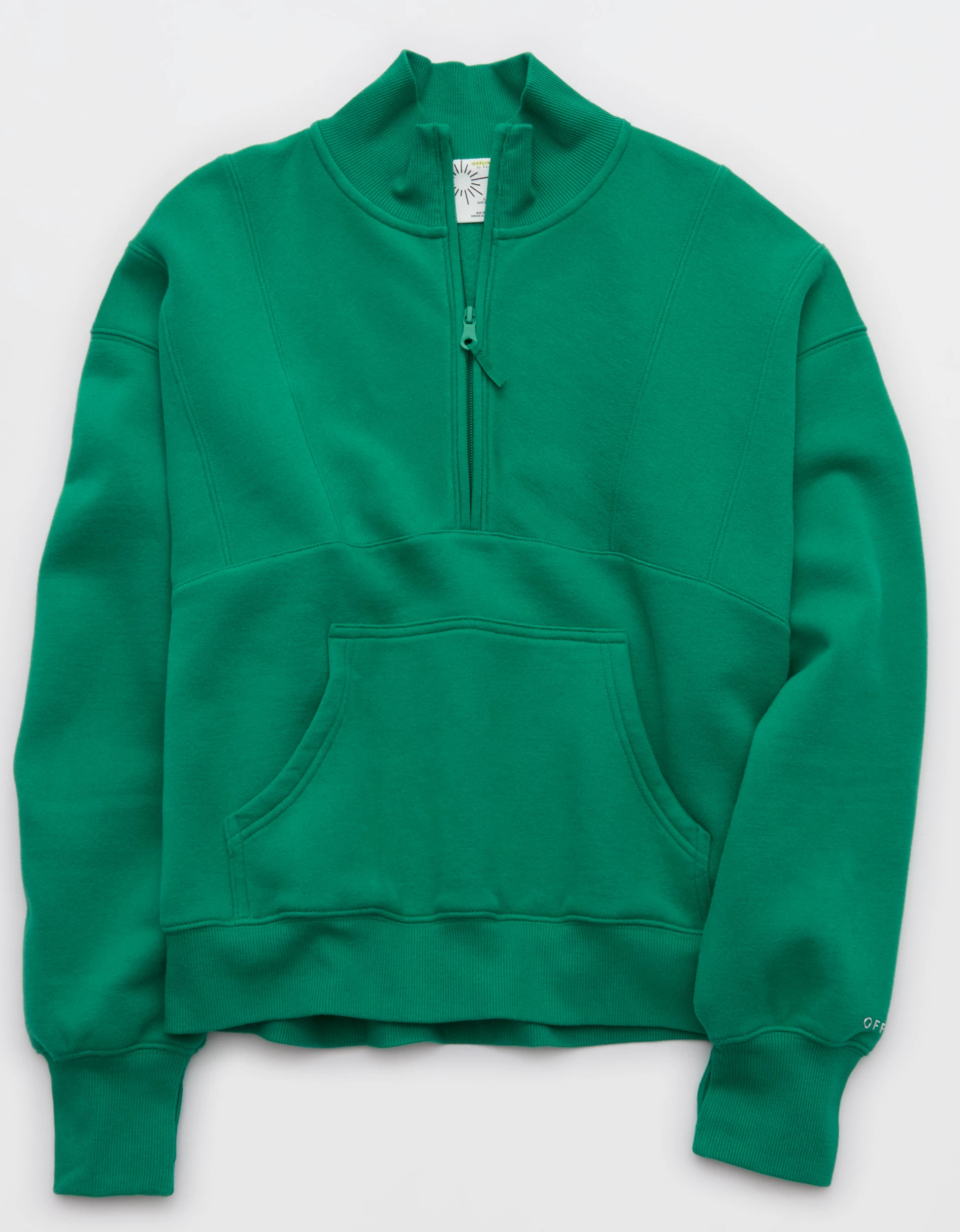 OFFLINE By Aerie Cloud Fleece Seamed Quarter Zip Sweatshirt | American Eagle Outfitters (US & CA)