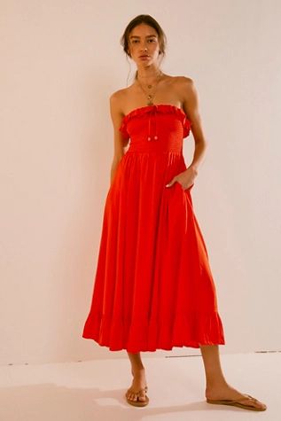 Lush Life Linen Strapless Midi Dress | Free People (Global - UK&FR Excluded)