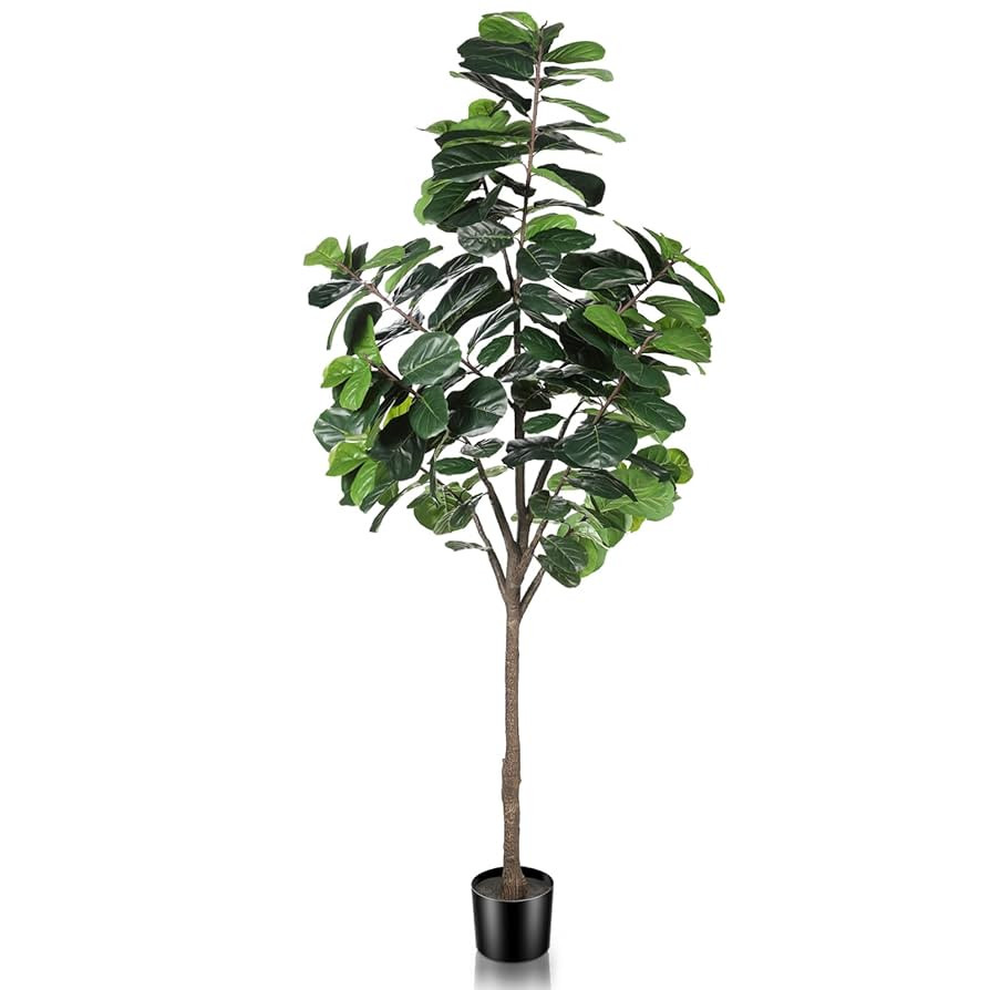 8ft(96in) Fiddle Leaf Fig Tree Artificial - Tall Faux Fiddle Leaf Fig Tree - Fake Fig Plant with ... | Amazon (US)