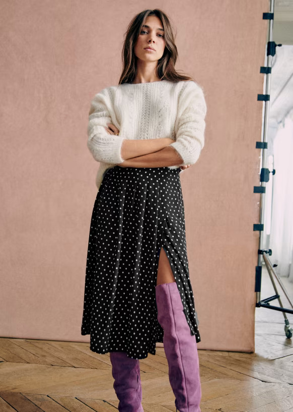 Alicia Skirt - Black polka dots - Viscose - Sézane | Sezane Paris