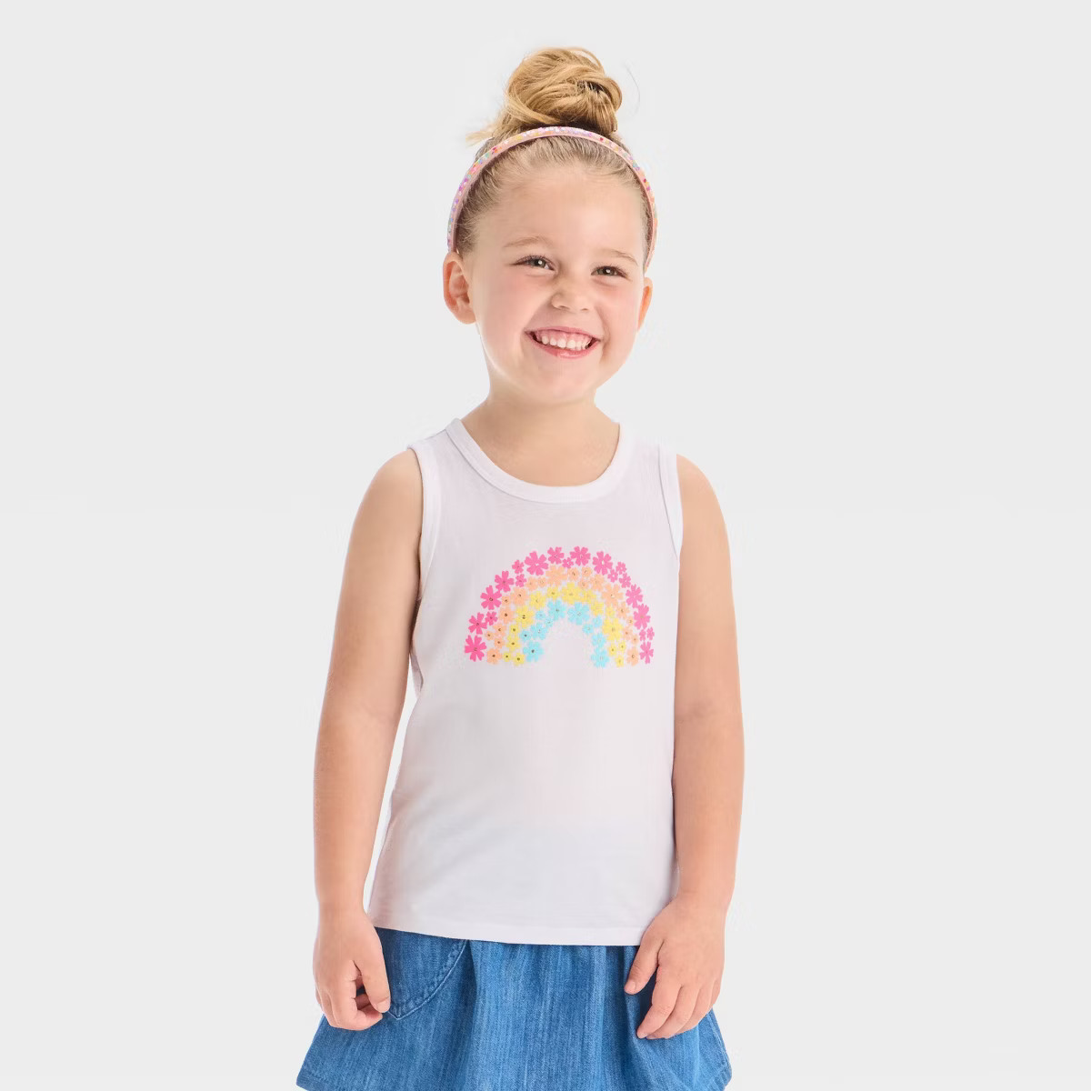 Toddler Girls' 'Floral Rainbow' Tank Top - Shirt - Cat & Jack™ White | Target