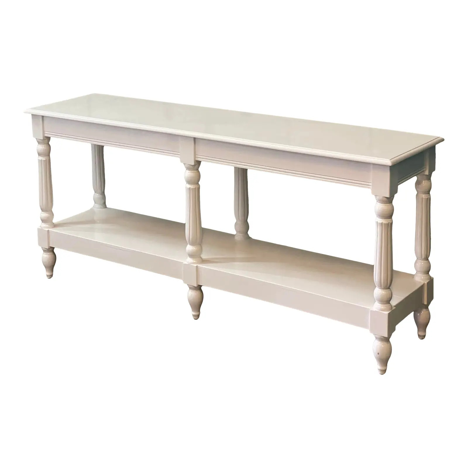 Vintage Coastal White Lacquered Console | Chairish