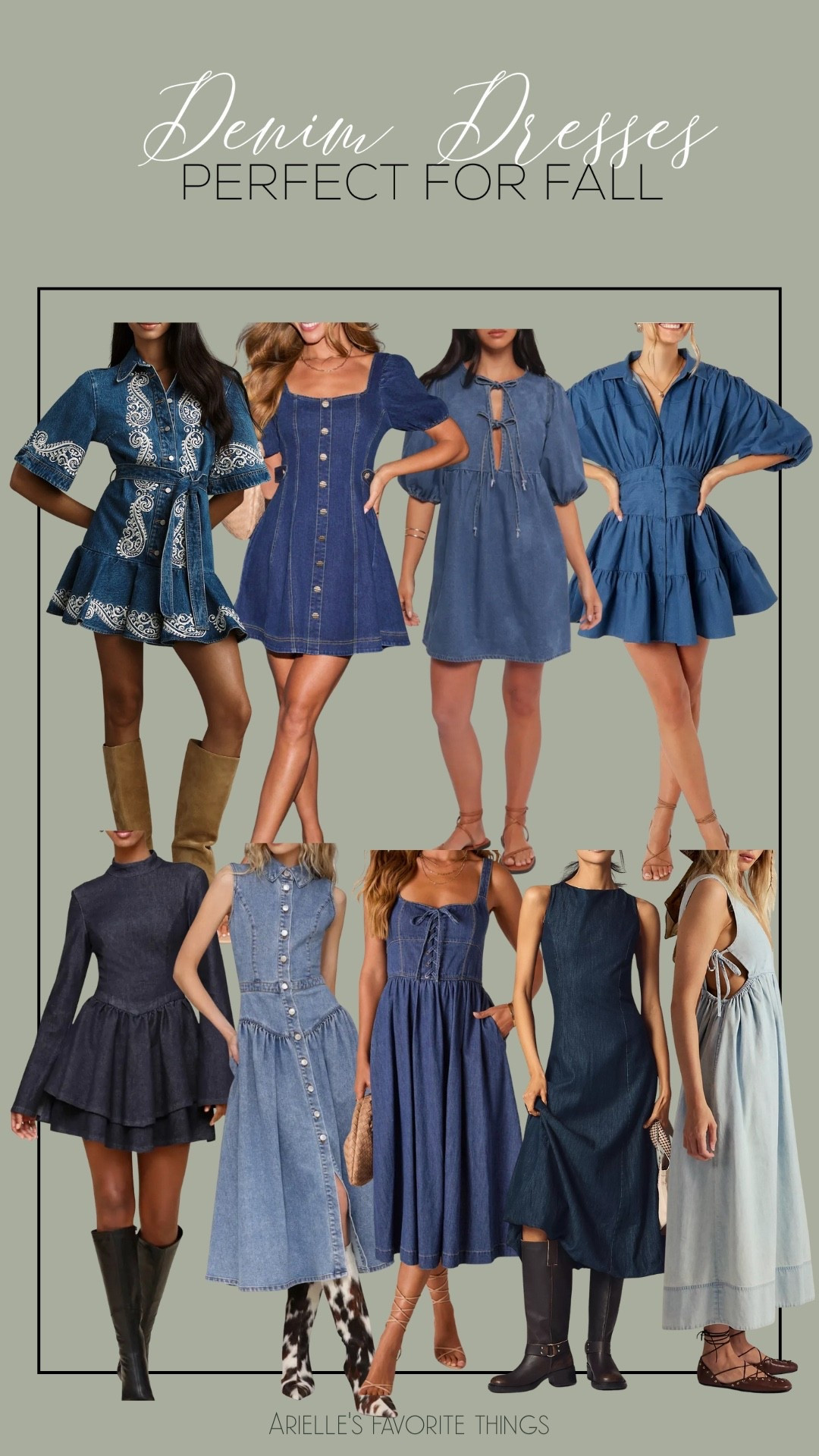 This curated selection of denim dresses is perfect for fall, blending classic charm with seasonal versatility. From structured button-down midis to flirty, tiered minis, each piece offers a unique silhouette that can transition effortlessly from day to night. I gravitate toward details like puffed sleeves, lace-up bodices, and subtle embroidery that elevate the denim beyond the everyday. Rich indigo tones sit alongside faded washes, offering options for layering with boots, tights, or cozy knits. Whether you're drawn to a polished, vintage-inspired fit or a relaxed boho vibe, these denim dresses are timeless staples designed to carry you stylishly through the cooler months.


#LTKSeasonal