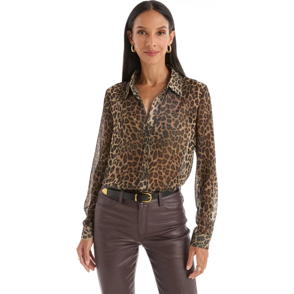 The Noli Shop Ana Button Up Shirt in Leopard at Nordstrom, Size Medium | Nordstrom