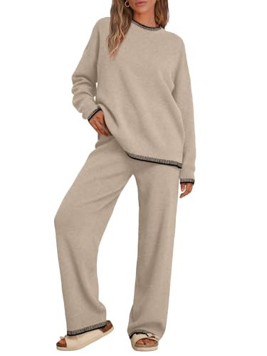 LILLUSORY Lounge Sets Womens 2 Piece Matching 2026 Fall Knit Sweater Set LightTan L | Amazon (US)