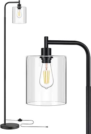 MAXvolador Industrial Floor Lamp, Modern Standing Lamps with Hanging Clear Glass Shade, Classic R... | Amazon (US)