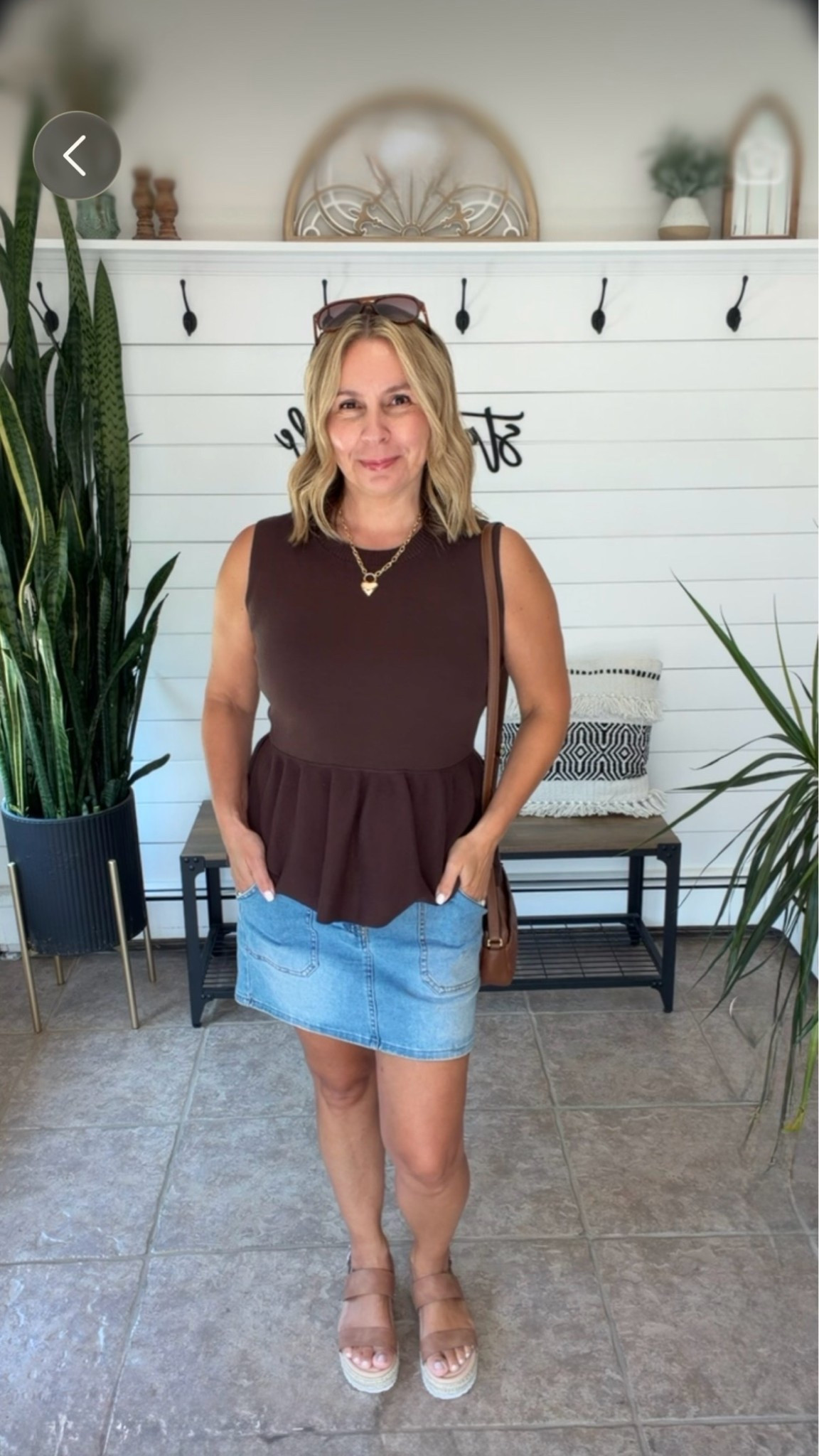 I’m wearing a medium in the denim skirt, it’s in the shirt side so sizing up wouldn’t be a bad idea and the top is a medium. Sandals tts 
Summer outfit date night outfits

#LTKOver40 #LTKPetite #LTKSaleAlert