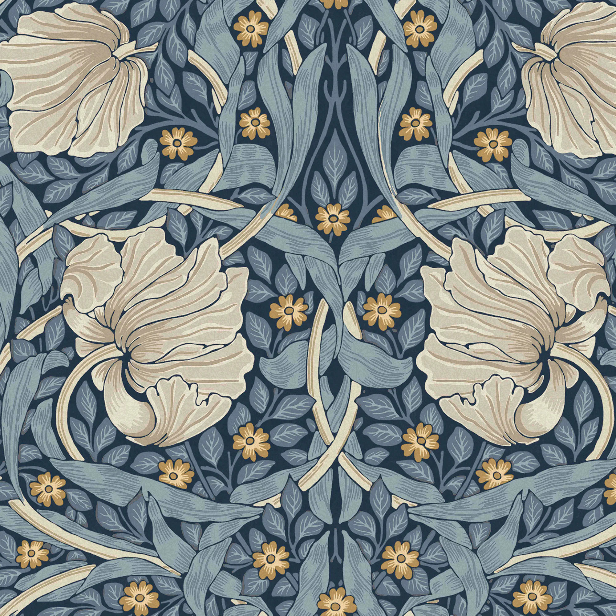 William Morris at Home 8-in Blue Non-woven Floral 56-sq ft Unpasted Paste the wall Wallpaper Sample | 12424194 | Lowe's