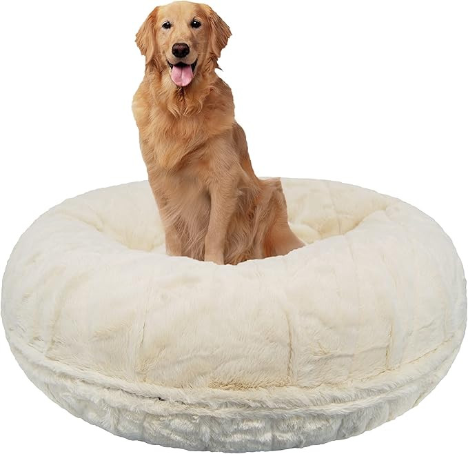 Bessie and Barnie Bagel Dog Bed - Extra Plush Faux Fur Dog Bean Bed - Circle Dog Bed - Waterproof... | Amazon (US)