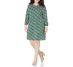 Amazon.com: Amazon Essentials Women's Satin Georgette 3/4 Sleeve Crewneck Mini Dress, Green, Floral/ | Amazon (US)