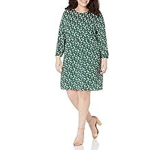 Amazon.com: Amazon Essentials Women's Satin Georgette 3/4 Sleeve Crewneck Mini Dress, Green, Floral/ | Amazon (US)