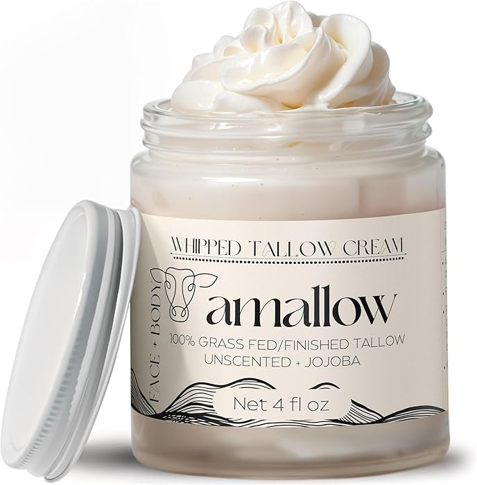 Amallow 100% Grass Fed Beef Tallow for Skin Care - Face + Body - Whipped Moisturizer for Sensitiv... | Amazon (US)
