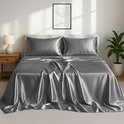 Silky Satin Bed Sheet Set - 4-Piece King Size, Ultra Soft , Premium Luxury Sheets - (Dark Grey) | Target