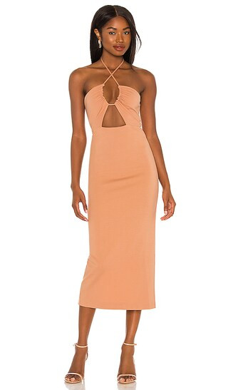 Iona Midi Dress in Camel | Revolve Clothing (Global)
