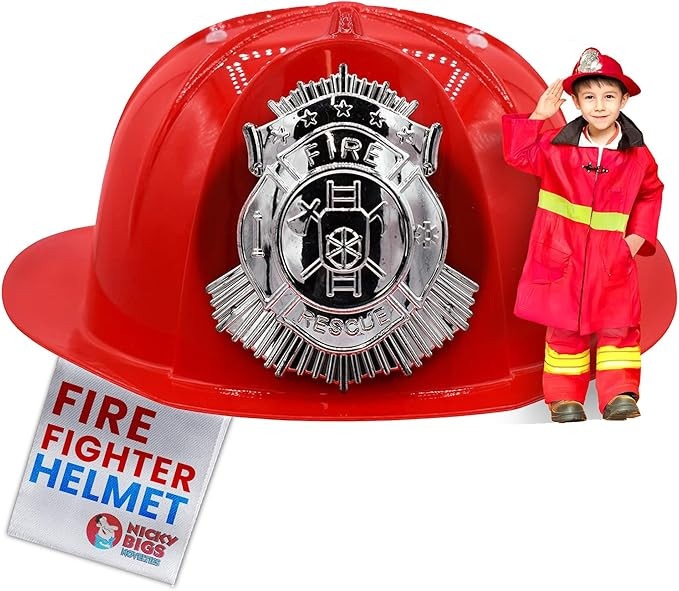 Nicky Bigs Novelties Child Deluxe Firefighter Helmet Thick Plastic Fireman's Hat Kids Firefighter... | Amazon (US)