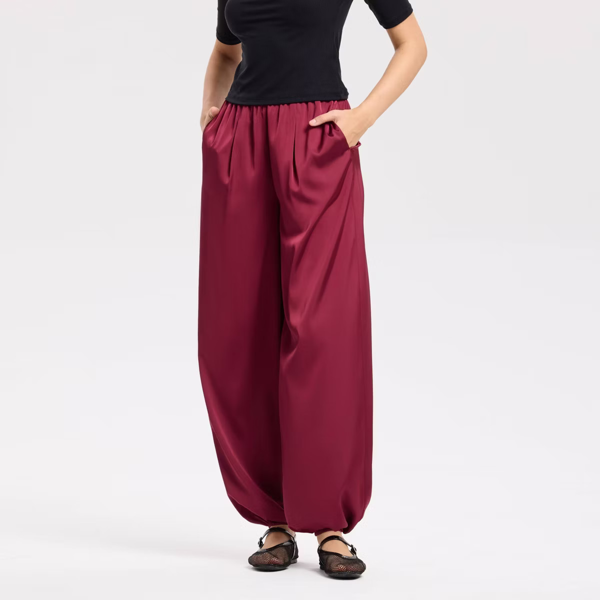 Women's High-Rise Satin Twill Balloon Pants - A New Day™ | Target