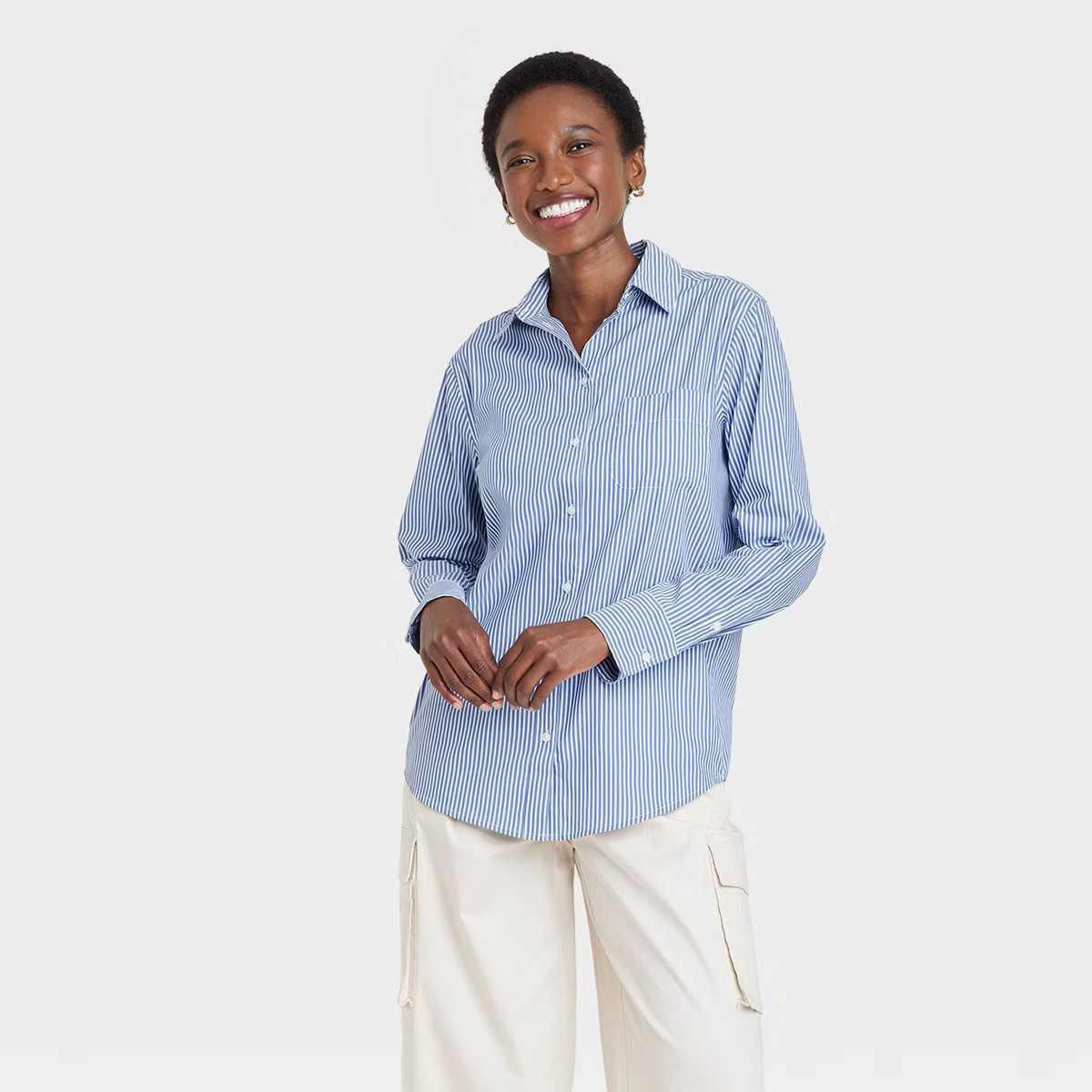 Women's Slim Fit Boyfriend Tailored Long Sleeve Button-Down Shirt - A New Day™ | Target