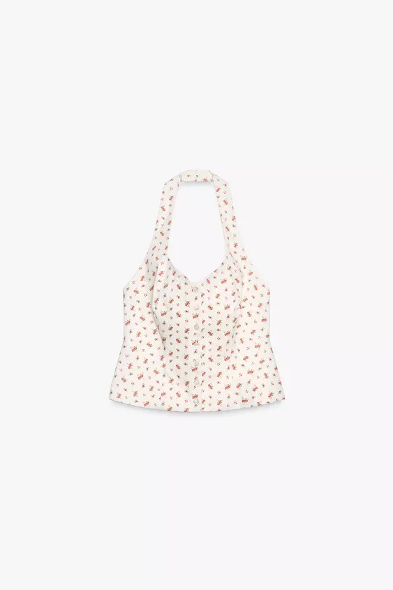 FLORAL PRINT HALTER TOP | Zara AU