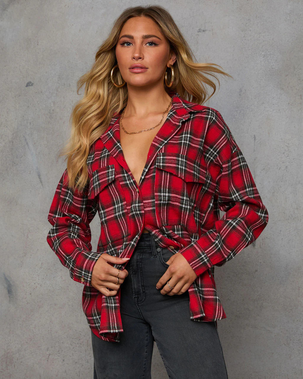 Petaluma Cotton Blend Plaid Button Down Top | VICI
