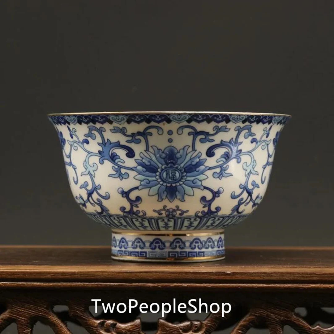 Blue and White Porcelain Lotus Twig Bowl Antique Collection Porcelain Home Decoration - Etsy | Etsy (US)