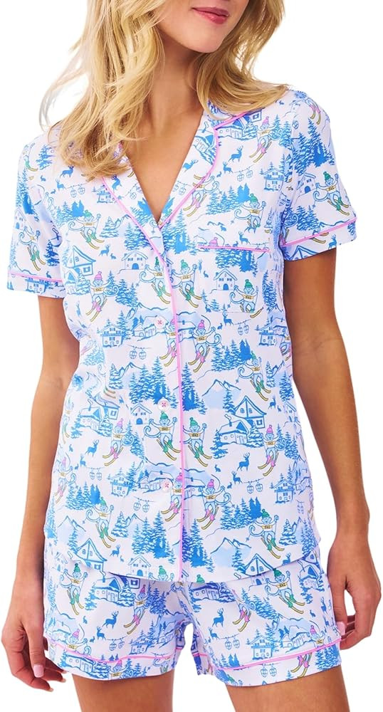 Womens Pajamas Set, 2PCS Button Down Vacation Monkey Beach Shorts Set Y2k Loungewear Pjs for Birt... | Amazon (US)