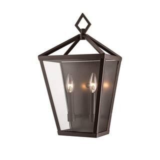 2-Light 18 in. Tall Powder Coated Bronze Outdoor Wall Sconce | The Home Depot